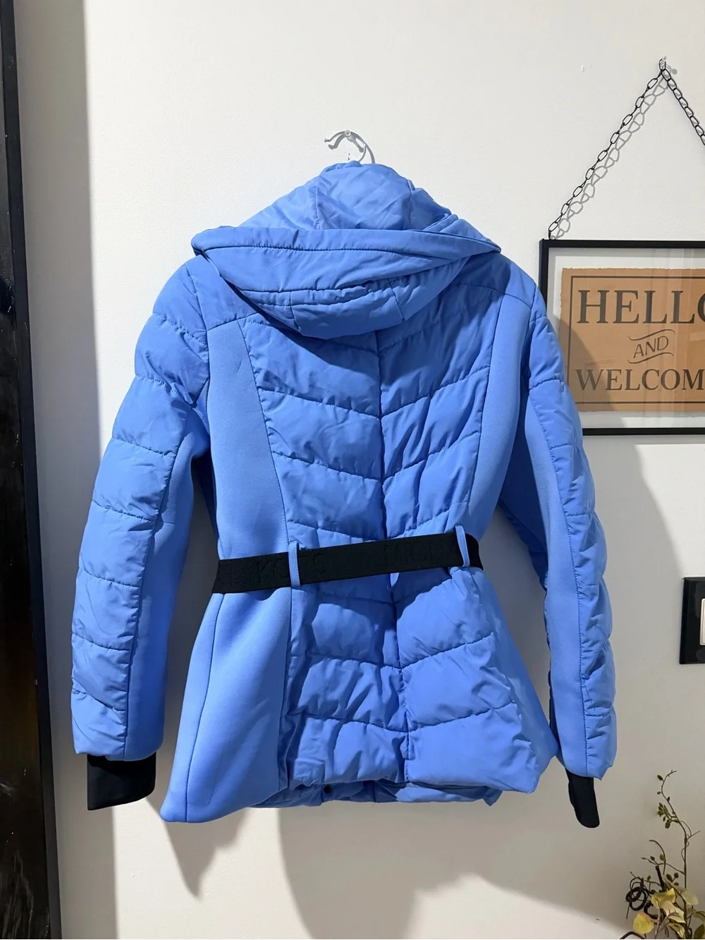 MK Women Blue Puffer Michael kors with Belt
